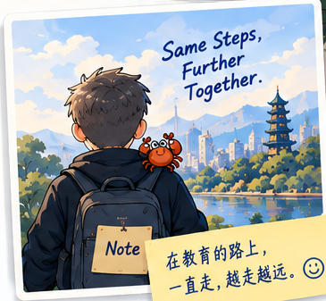 Same Steps, Further Together. — 在教育的路上，一直走，越走越远。